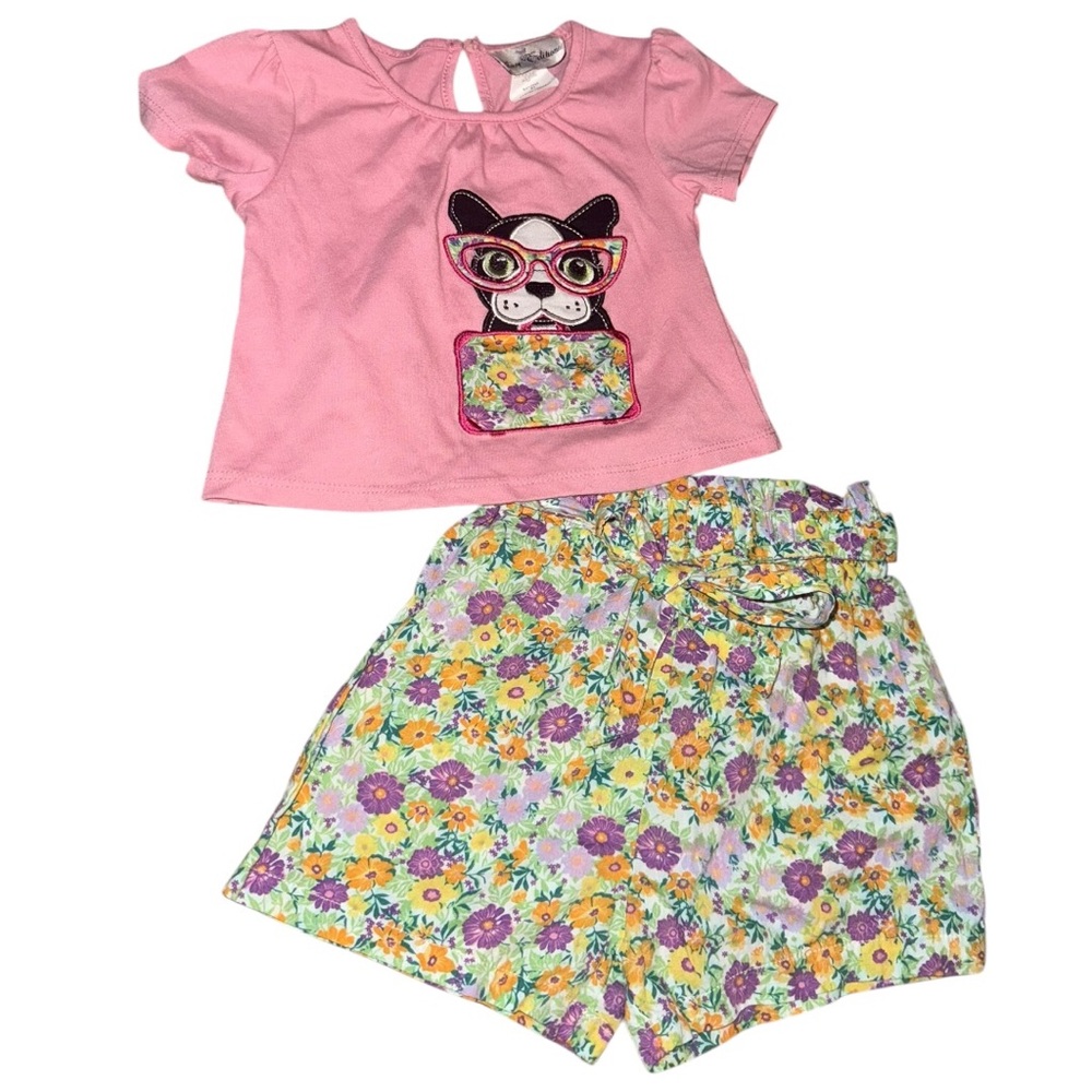 NWOT RARE EDITIONS PUPPY FLORAL OUTFIT